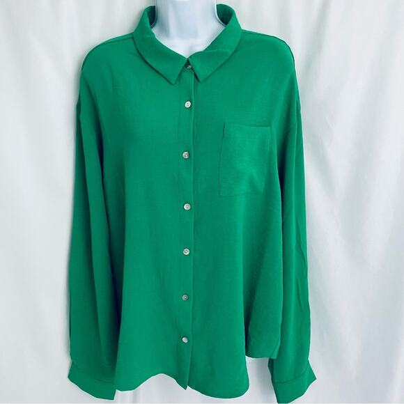 Faith and Joy Green Button Blouse  Size Large - Picture 1 of 11
